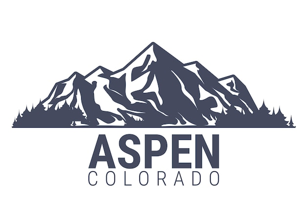 Aspen colorado skigebiet emblem schneebedeckte berge reichweite vektor