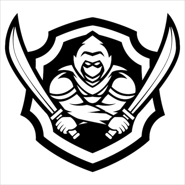 Vektor assasin esport maskottchen logo strichzeichnungen