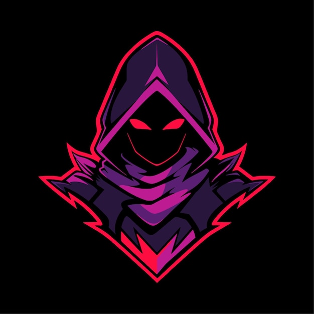 Assassin Head Esport-Logo und Maskottchen von Gaming isoliert