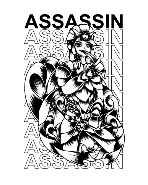 Assassin illustration strichzeichnungen