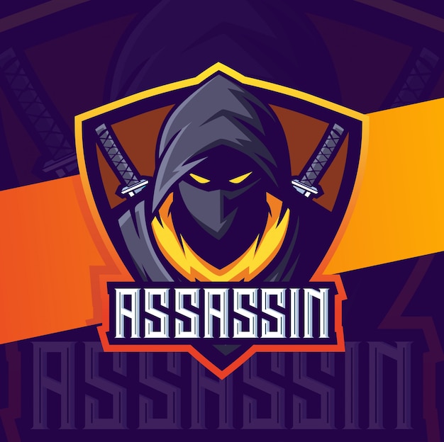 Assassin ninja maskottchen esport logo design