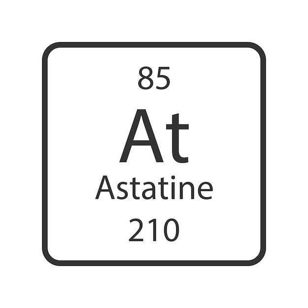 Astatin-Symbol Chemisches Element des Periodensystems Vektorillustration