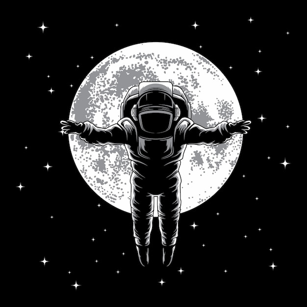 Vektor astronaut auf dem mondillustrationsvektor