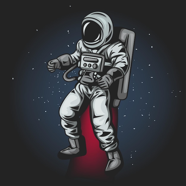 Astronaut auf raumvektor-illustrationsdesign