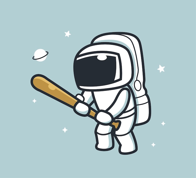 Astronaut beim baseballspielen