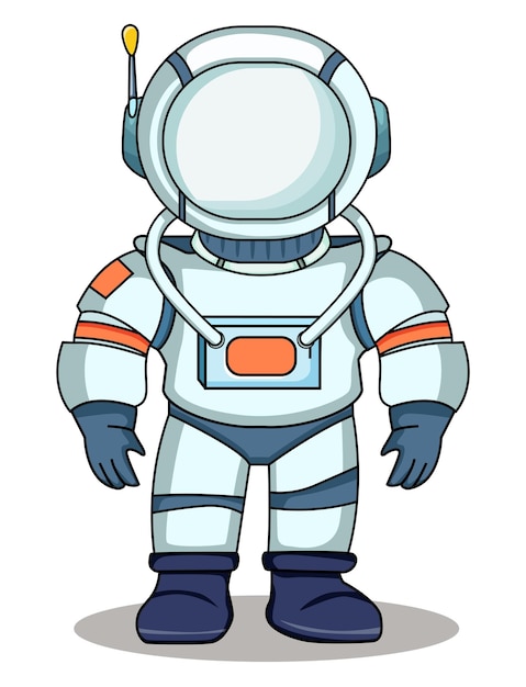 Astronaut-Cartoonfigur auf weißem Hintergrund