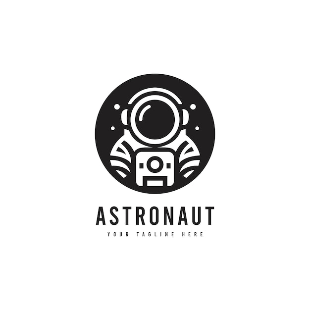 Astronaut-charakter-logo-vektor minimalistischer stil astronautensilhouette geeignet für astronomie, weltraum- oder wissenschaftslogos
