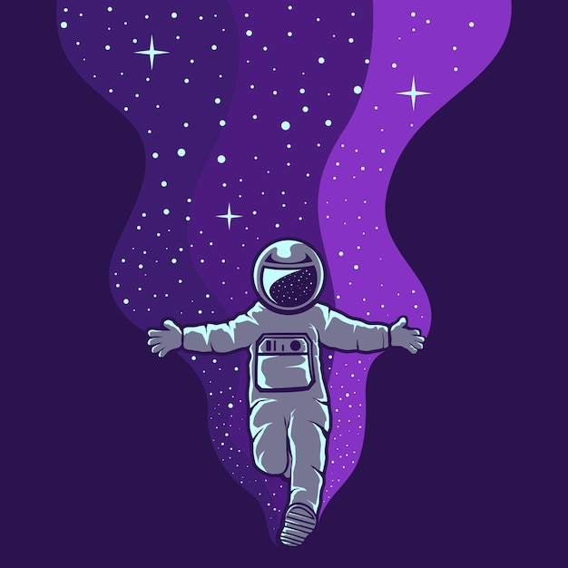Astronaut, der Spaß schöne Designillustration hat