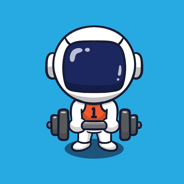 Astronaut fitness cartoon vektor symbol illustration