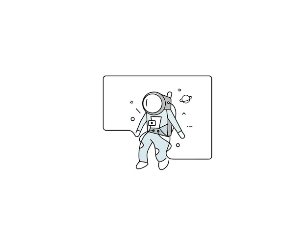 Astronaut flat line art design illustration.