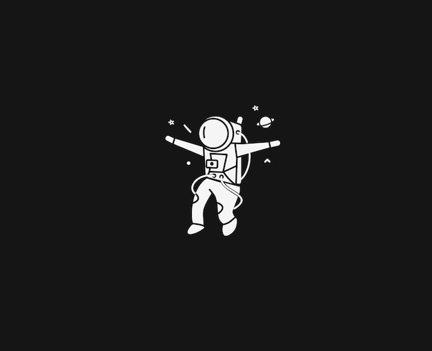 Vektor astronaut flat line art design illustration.