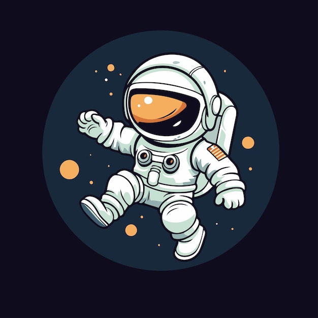 Vektor astronaut fliegt in der weltraum-vektor-illustration auf dunklem hintergrund