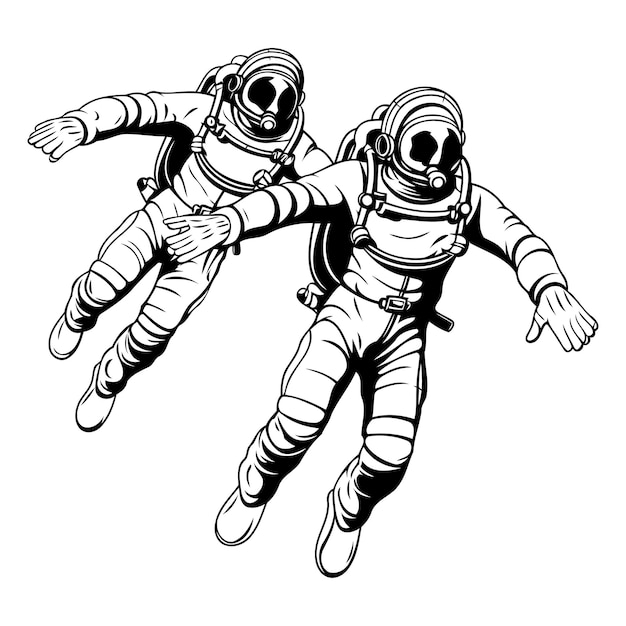 Astronaut fliegt in der Weltraum-Vektor-Illustration auf weißem Hintergrund