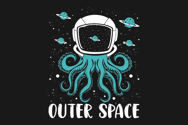 Astronaut helm octopus illustration