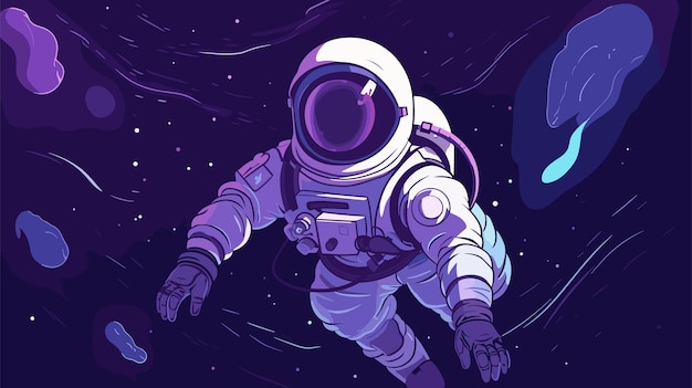 Vektor astronaut hintergrund illustration farbenfrohe zeichentrickfigur illustration wissenschaft