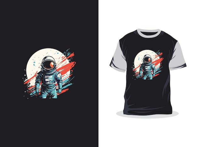 Vektor astronaut im weltraum kreatives kunstwerk modisches vektordruck-t-shirt-design