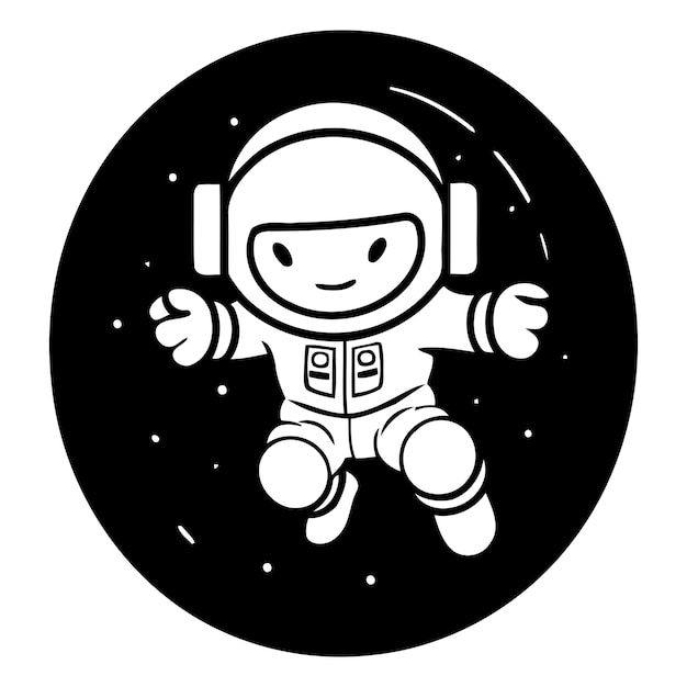 Vektor astronaut im weltraum schöne zeichentrickfilm-vektorillustration