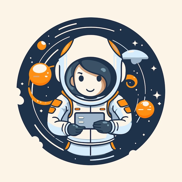 Vektor astronaut in der weltraum-vektor-illustration flach-design-stil