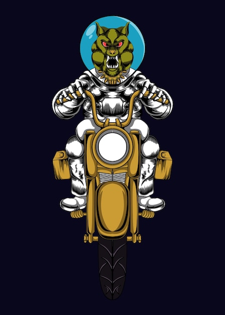 Astronaut reiten motorrad illustration