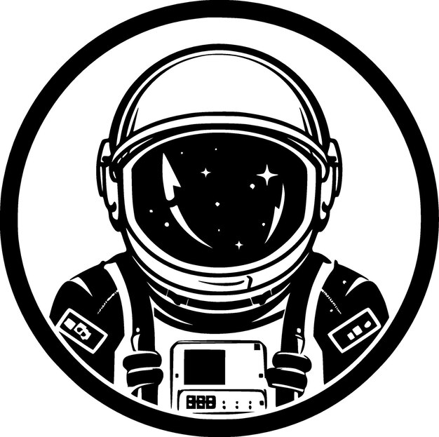 Vektor astronaut schwarz-weiß isolierte symbolvektorillustration