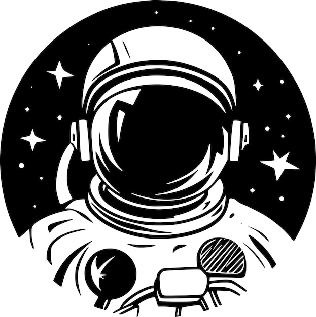 Vektor astronaut schwarz-weiß-vektor-illustration