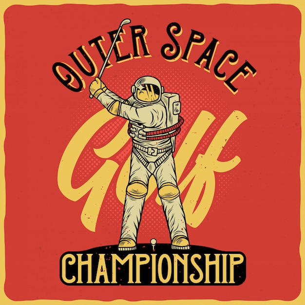 Astronaut spielt golf