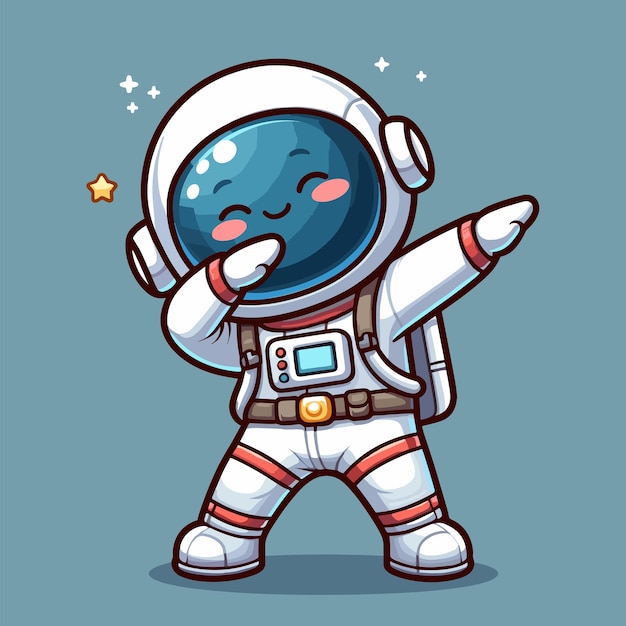 Vektor astronaut tupft pose, cartoon-illustration, flacher hintergrund