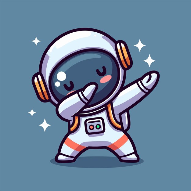 Vektor astronaut tupft pose, cartoon-illustration, flacher hintergrund