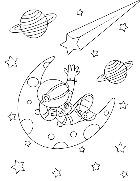 Vektor astronauten-malvorlagen für kinder