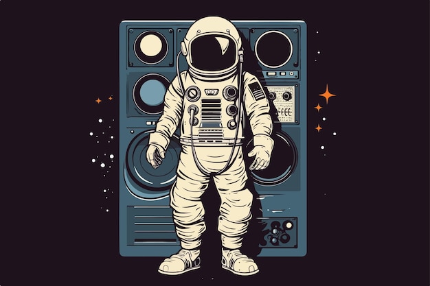 Astronauten-musikliebhaber vintage-vektor