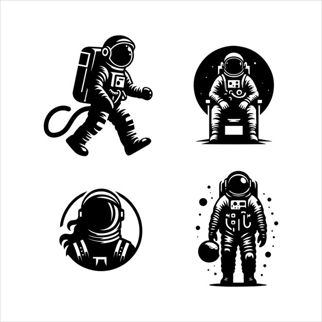 Vektor astronauten-silhouette vektor-symbol grafisches logo ai generiertes design