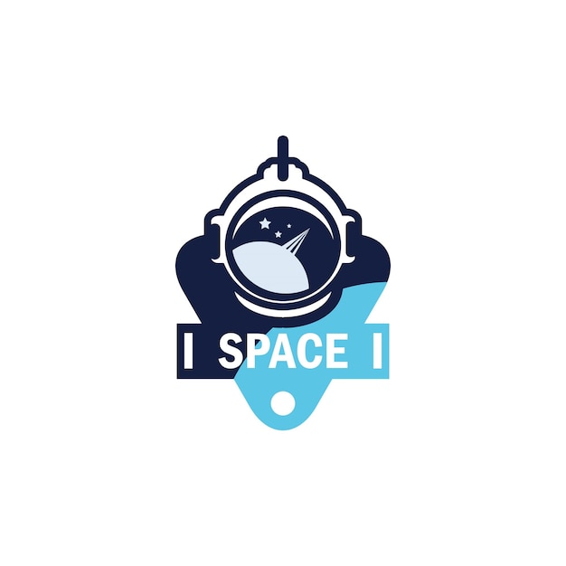 Vektor astronauten- und logo-vektordesign universum neue horizonte slogan spaceman symbol der wissenschaftsastronomie