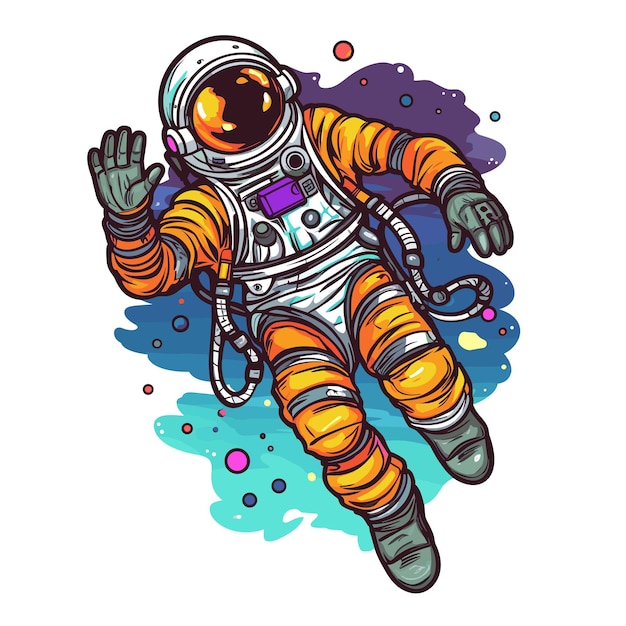 Astronauten- und weltraumillustrations-clipart niedlicher astronaut isoliert auf dem hintergrund