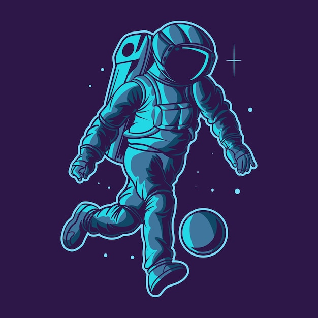 Vektor astronautenfußball auf raum mit einem ball