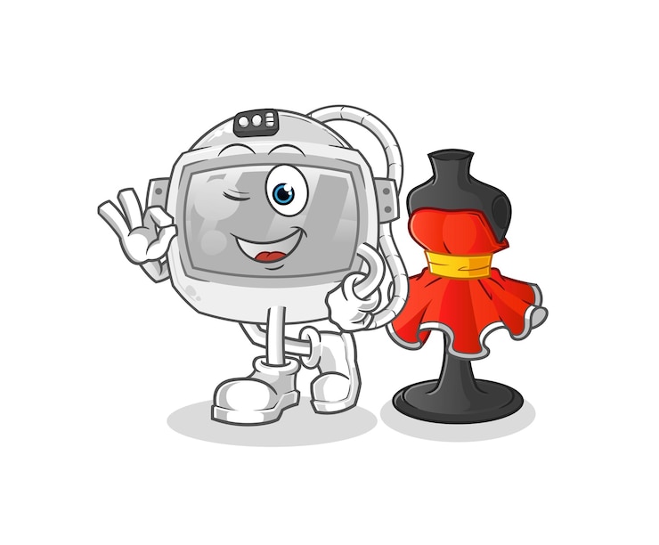 Vektor astronautenhelm modedesigner vektor. zeichentrickfigur