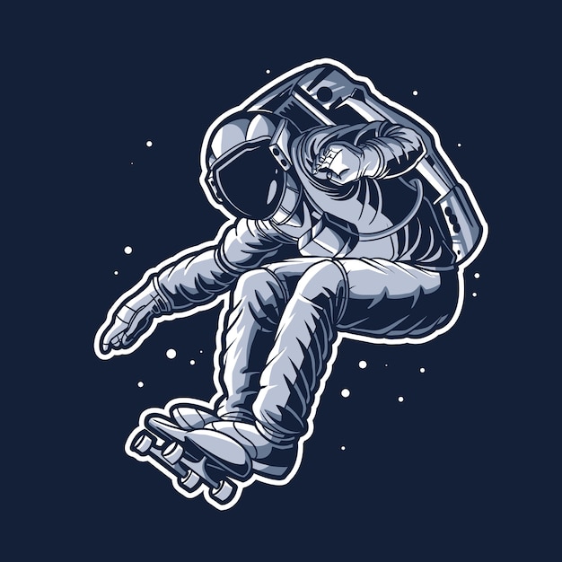 Vektor astronautenillustration skateboarding