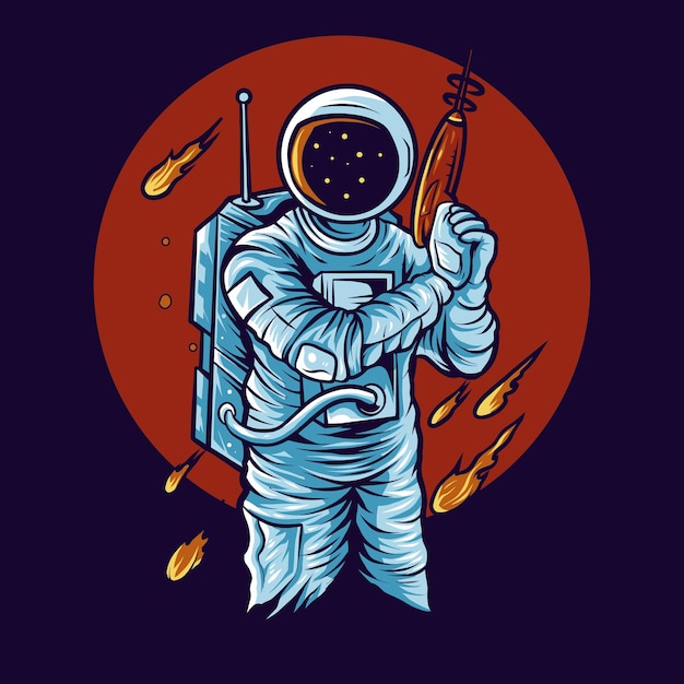 Vektor astronautenvektorillustrations-spielzeuggewehr