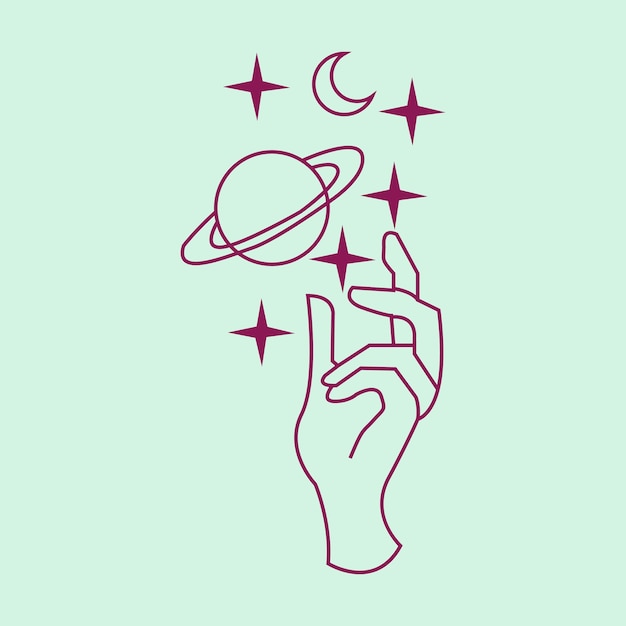 Astronomie himmlische Planeten Logo Element minimaler Vektor