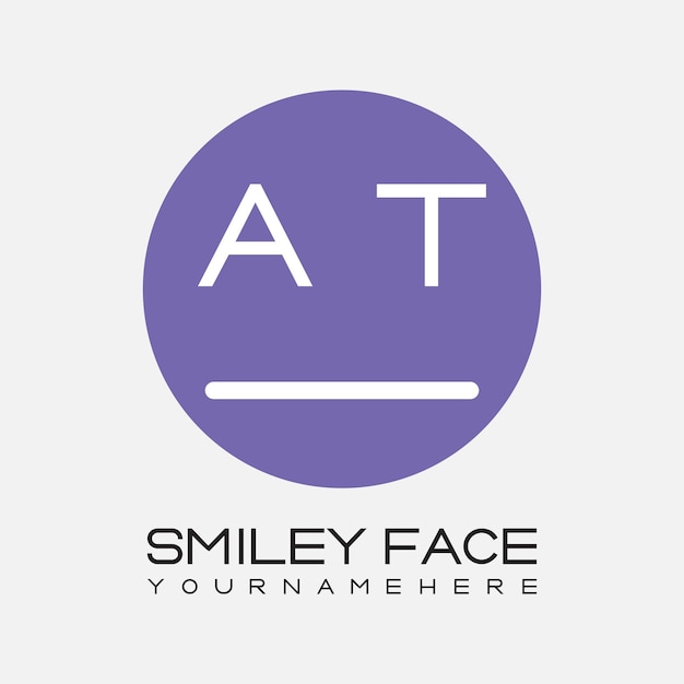 AT-Initialmonogram für das Smiley-Logo mit kreisförmigem Design