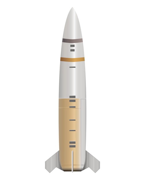 ATACMS im realistischen Stil Ballistische Rakete Militärische Rakete Farbige Vektorillustration auf weiß