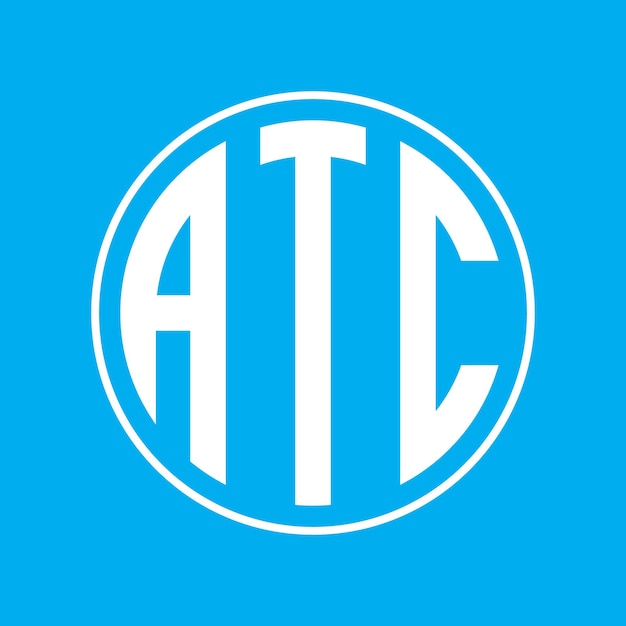 Atc-logo mit blauem hintergrund