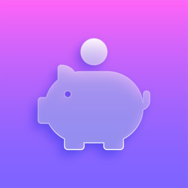 Atemberaubendes modernes Glasmorphismus-Piggy-Bank-Ikonen mit lebendigem Hintergrund
