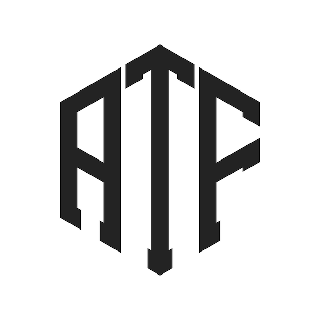 ATF-Logo-Design Anfangsbuchstaben ATF-Monogramm-Logo in sechseckiger Form