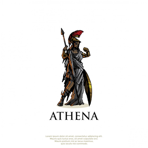 Vektor athena griechischer gott logo