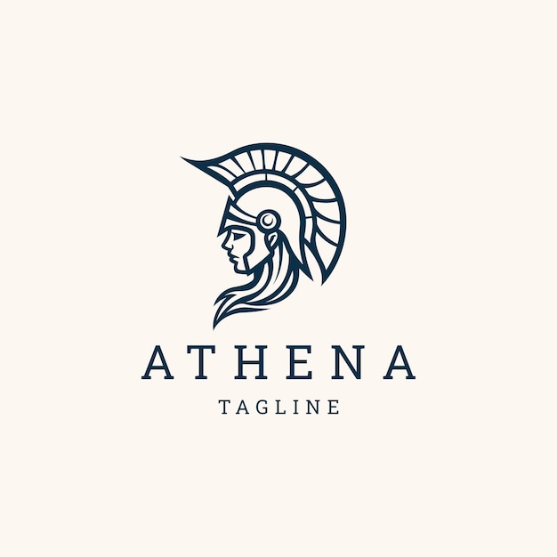 Athena-linienkunst-logo-ikonen-design-vorlage