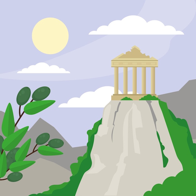 Athena-Tempel und Sonne