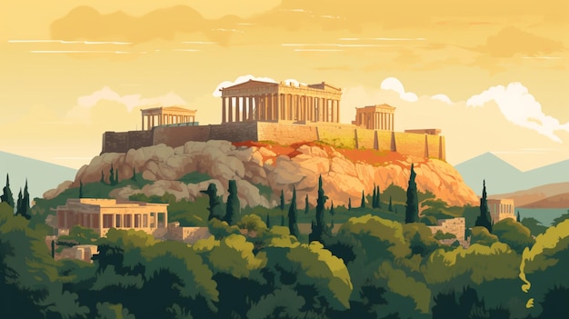 Vektor athens ikonischer parthenon und die akropolis