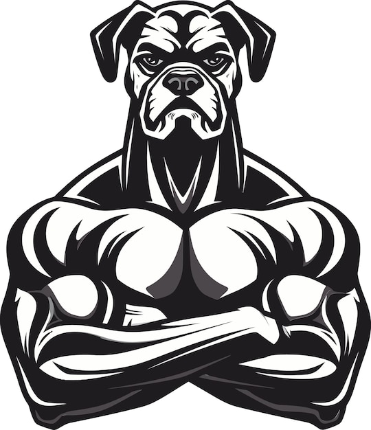 Vektor athletic black boxer dog icon in vector elegant agility boxer dog als boxer maskot logo