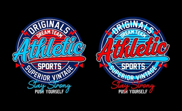 Athletisches typografie-design für t-shirts