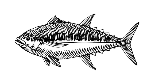 Atlantischer roter thun kommerzieller fisch köstliche meeresfrüchte vektorillustration